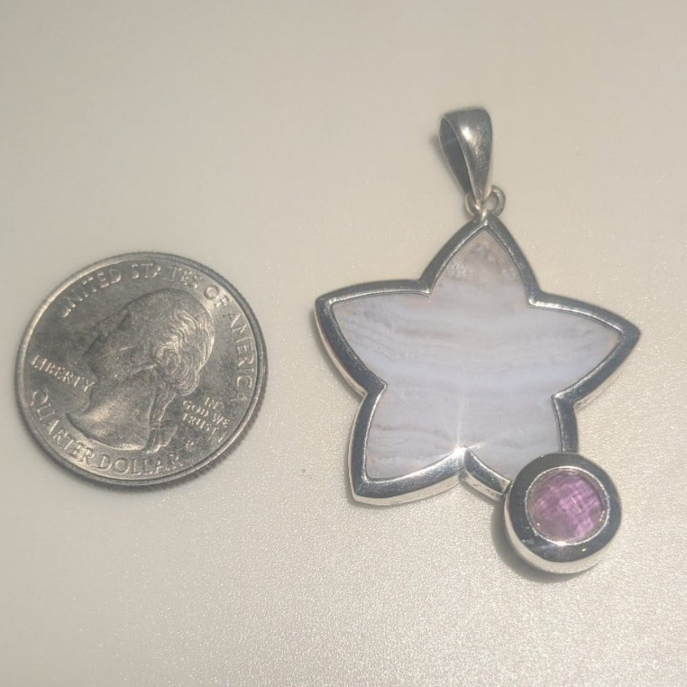 WK Whitney Kelly Blue Lace Agate Star Pendant - Picture 2 of 3